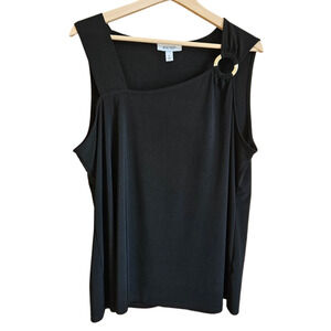 Nine West Asymmetrical Tank Top Black Gold Detail Women's XLarge